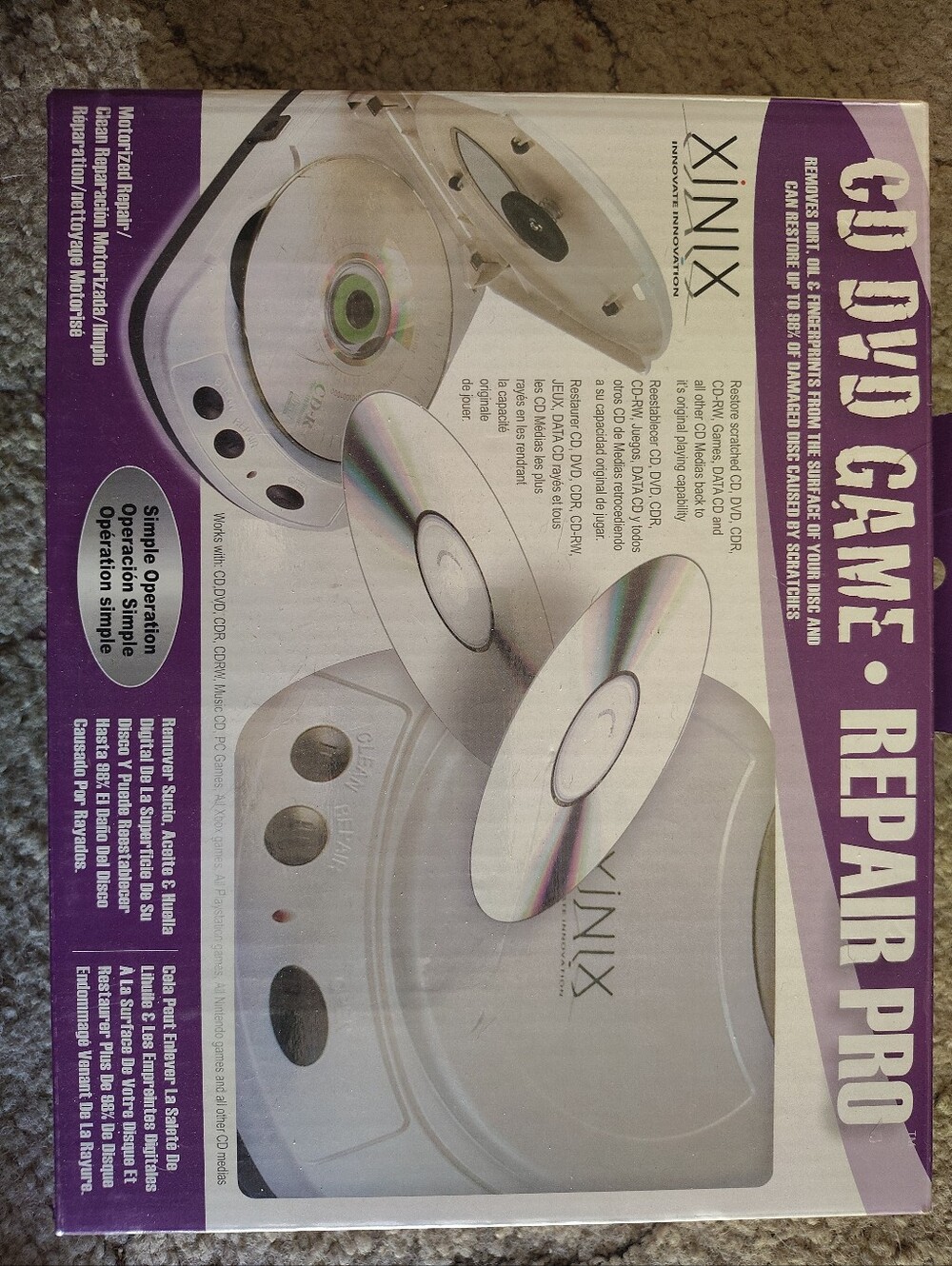 Xinix CD DVD Repair Pro Motorized Cleaning Kit Video Games Media Restorer Repair